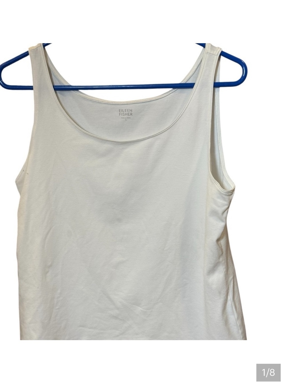 Eileen Fisher White Organic Cotton Scoop-Neck Tank Top Size Large